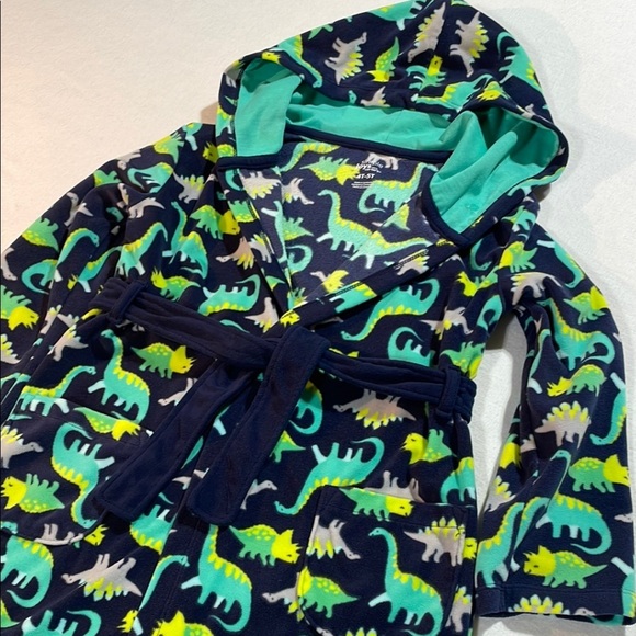 Carter's Blue and Green Dinosaur Pajama Robe EUC - Picture 2 of 12